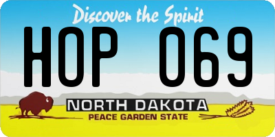 ND license plate HOP069
