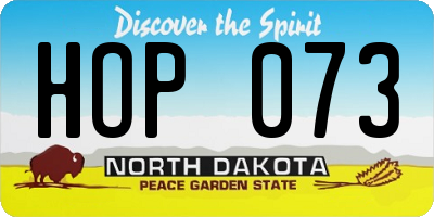 ND license plate HOP073
