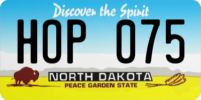 ND license plate HOP075
