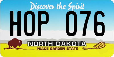 ND license plate HOP076