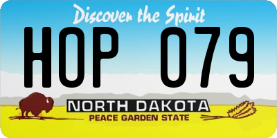 ND license plate HOP079