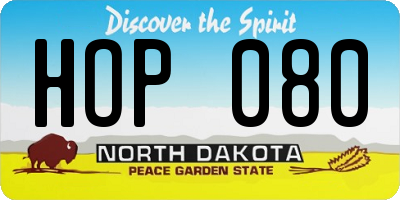 ND license plate HOP080