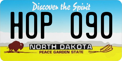 ND license plate HOP090