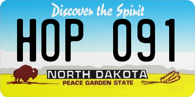 ND license plate HOP091