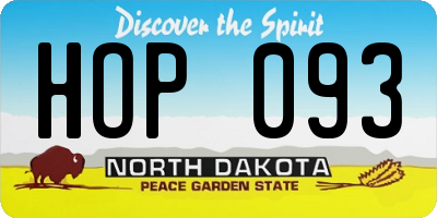 ND license plate HOP093