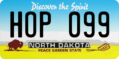 ND license plate HOP099
