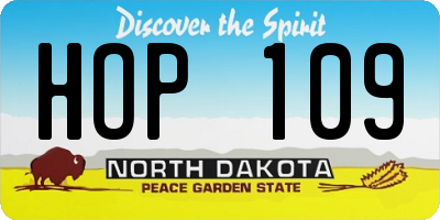 ND license plate HOP109