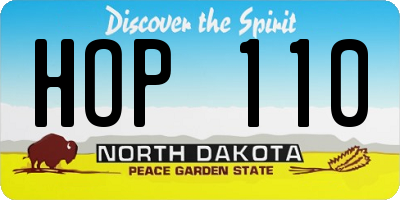 ND license plate HOP110