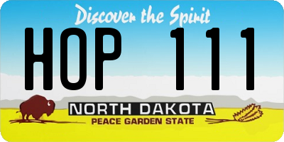 ND license plate HOP111