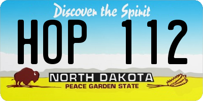 ND license plate HOP112