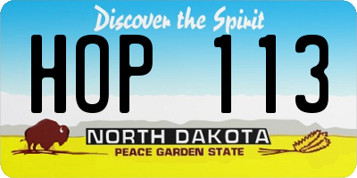 ND license plate HOP113