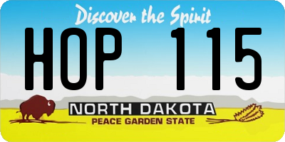 ND license plate HOP115