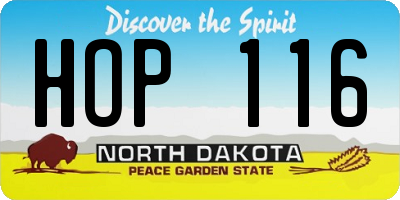 ND license plate HOP116