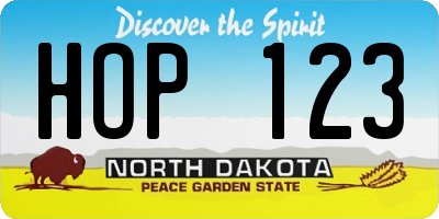 ND license plate HOP123