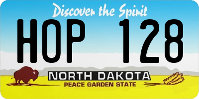 ND license plate HOP128