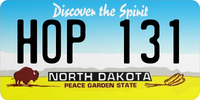 ND license plate HOP131