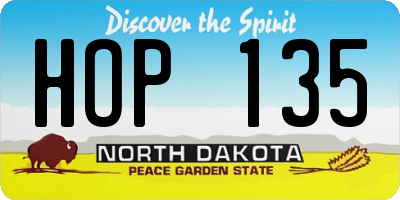 ND license plate HOP135