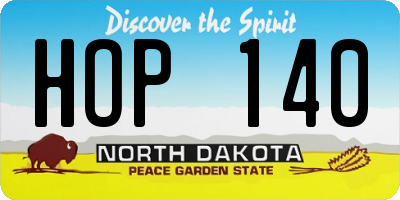 ND license plate HOP140