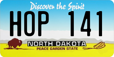 ND license plate HOP141