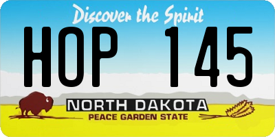 ND license plate HOP145
