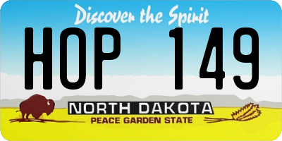 ND license plate HOP149