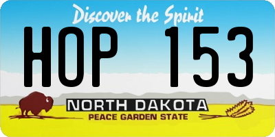 ND license plate HOP153