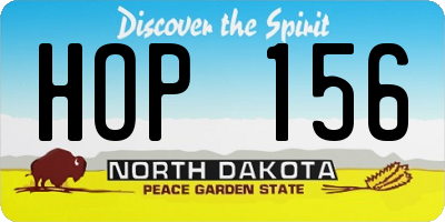 ND license plate HOP156