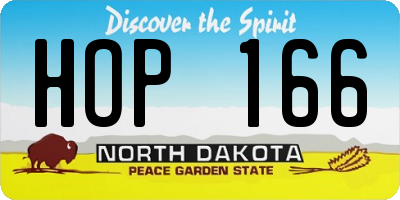 ND license plate HOP166