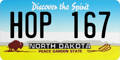 ND license plate HOP167