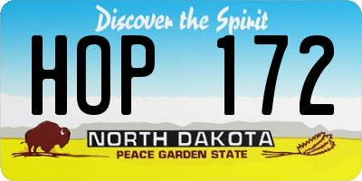 ND license plate HOP172