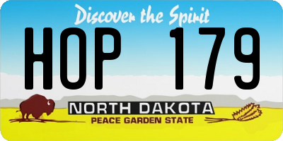 ND license plate HOP179