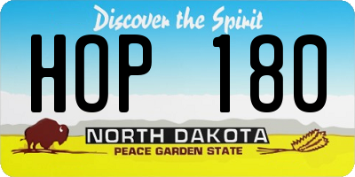 ND license plate HOP180