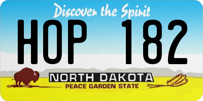 ND license plate HOP182