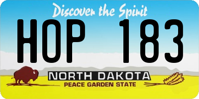 ND license plate HOP183