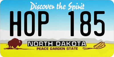 ND license plate HOP185