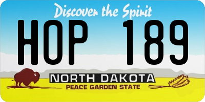 ND license plate HOP189