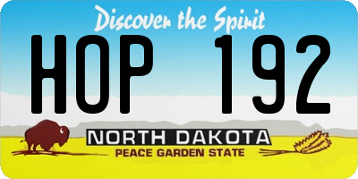 ND license plate HOP192