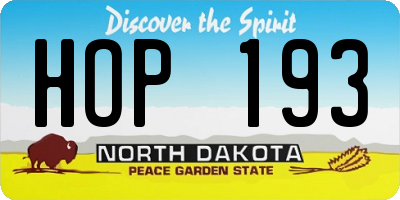 ND license plate HOP193