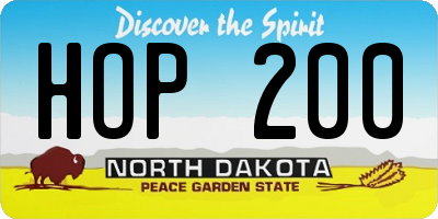 ND license plate HOP200