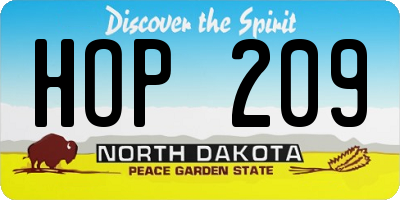 ND license plate HOP209