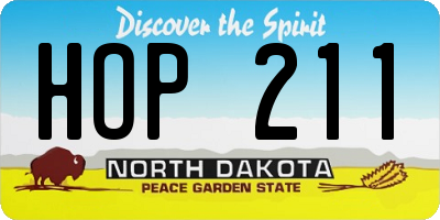 ND license plate HOP211