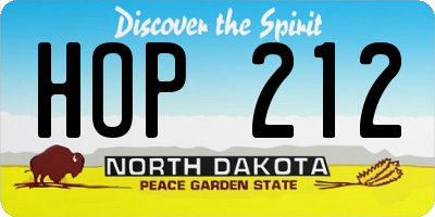 ND license plate HOP212