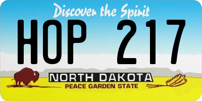 ND license plate HOP217