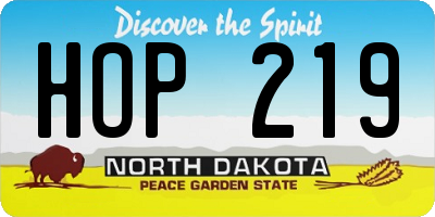 ND license plate HOP219