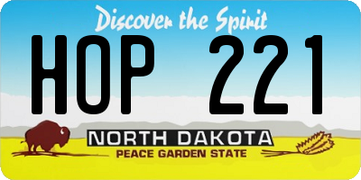 ND license plate HOP221