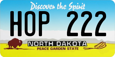 ND license plate HOP222