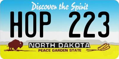 ND license plate HOP223