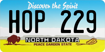 ND license plate HOP229