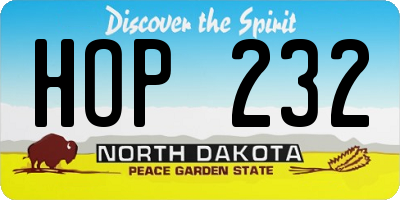 ND license plate HOP232