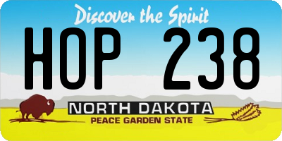ND license plate HOP238